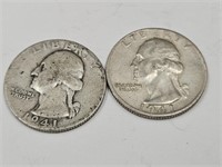 2-1941 S Washington Silver Quarters