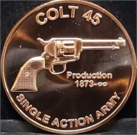 1oz Copper Bullion Colt 45 Round BU
