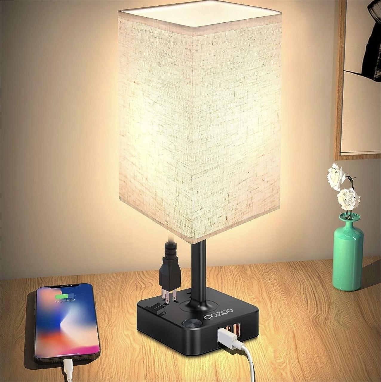 Lot Of 2 COZOO USB Bedside Table Desk Lamp with...