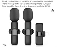 2 Pack Lavalier Microphone USB C Wireless