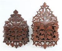 (2) Carved Black Forest Wall Pockets