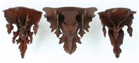 (3) 19th C. Carved Black Forest Style Stag Shelves