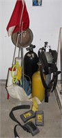 SCUBA EQUIPMENT: TANKS, FLAGS, ETC