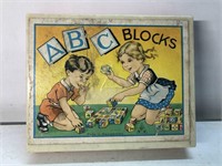 Vintage ABC blocks with original case wood blocks