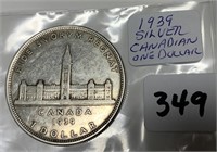 1939 Silver Canadian One Dollar Coin