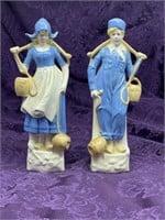 CHARMING PAIR OF HAND PAINTED CERAMIC FIGURINES