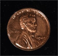 1942 LINCOLN WHEAT CENT, GEM PROOF RED