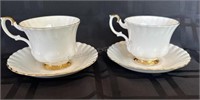 Pair of Royal Albert tea Val D’Dor Gold Rimmed