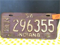 1954 IN License Plate