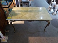 MARBLE TOP STAND/TABLE W/ IRON BASE