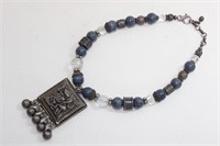 Vintage Tibetan Silver Pendant Necklace