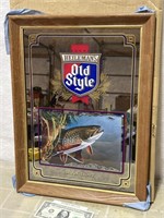 Vintage Old Style beer advertising Trout mirror