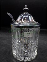 Fostoria "Aspen" Crystal Jam Jar w/ Silver Lid