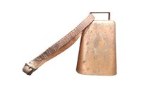 Vintage Antique Cow Bell with Leather Strap – Rust