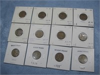 12 Assorted Lincoln Wheat Cents