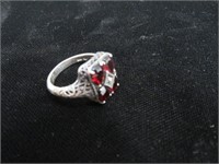 Sterling ring with garnet stones, 8 1/2 size