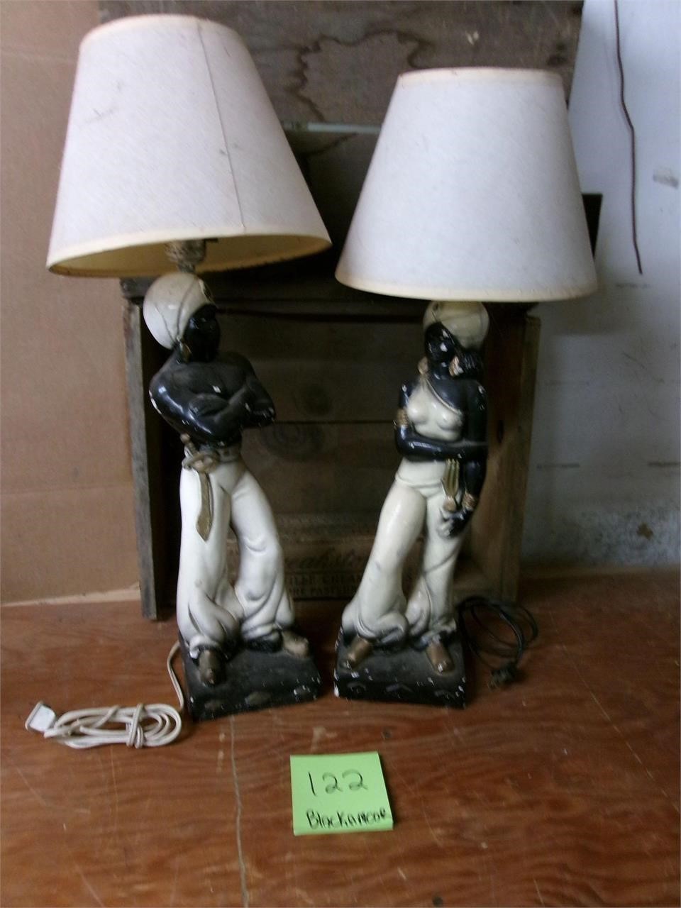 Blackamor set of chalkware lamps
