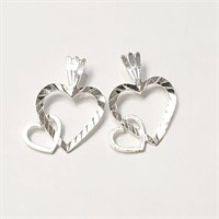 Silver Heart Shaped Set of 2 Pendants