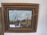 Oil on canvas w/ large ornate frame