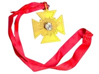 Brass Medal on Red Ribbon