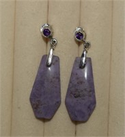 Sterling Lavender Jade & Amethyst Earrings