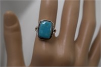 Sterling Aztec Mtn Turquoise-Nevada Ring  Sz 6-3/4