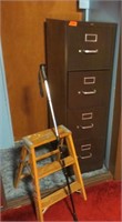 Hon 4 drawer file cabinet, step stool, walking