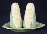 Corn on the Cob w/Tray Salt & Pepper Shakers