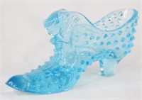 Blue Hobnail Glass Shoe