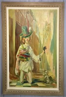 Artist Signed Oil On Canvas Of Jester
