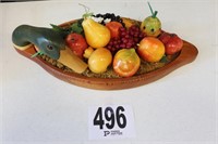 Wooden Duck with Marble Fruit (B1)