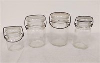 4 VINTAGE GLASS CANNISTERS