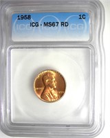 1958 Cent ICG MS67 RD LISTS $400