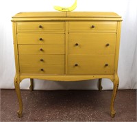 Up-cycled Mustard Yellow Antique Victrola Cabinet