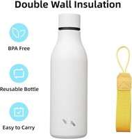 Konokyo Insulated Water Bottle, Strap,18oz, White