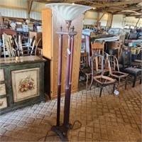 Vintage Neoclassic Floor Lamp w/ 3 Pillars & Shade