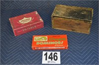 Vintage Box of Dominoes, Old Cigar Boxes