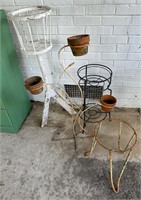 Metal and Wood Plant Stand Lot