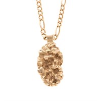 A 22K Gold Nugget Pendant on a 14K Chain