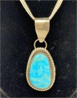 Liquid Sterling Silver Turquoise Navajo Necklace