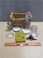VARIOUS HOME ACCENTS & WICKER BASKET