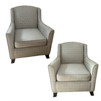 Pair of Gray Upholstered Accent Arm Chairs