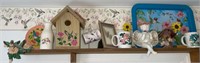 Shelf Lot - Bird House, Coffee Mugs, Angels