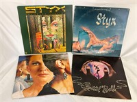 Lot of 4 Styx Pop Rock LP Record Albums (& Poster)