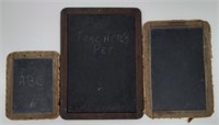 3 Antique School Student Chalk Board Tablets