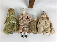 (4) antique dolls china & cloth