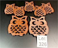 Owl Trivet Set - Two Large and Five Small