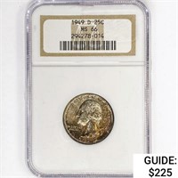 1949-D Washington Silver Quarter NGC MS66