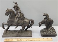 Spelter Horse & Rider Figure incl End of the Trail