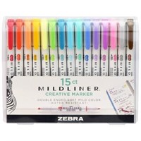 Zebra 15ct Mildliner Dual-tip Marker Assorted